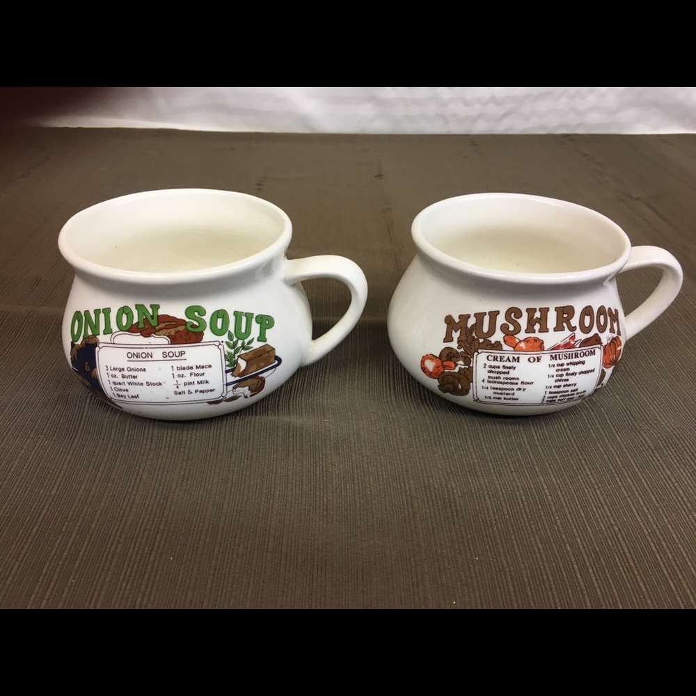 Vintage Soup Crocks: Mushroom/Onion Soup